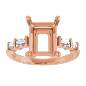 14K Rose Gold 10x8 mm Emerald 1/4 CTW Natural Diamond Semi-Set Ring – image 6
