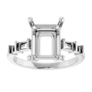 18K White Gold 10x8 mm Emerald Ring Mounting – image 6