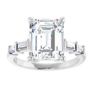 14K White Gold 10x8 mm Emerald 1/4 CTW Lab-Grown Diamond Semi-Set Ring – image 5