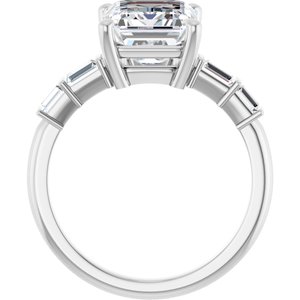 10K White Gold 10x8 mm Emerald Ring Mounting – image 3