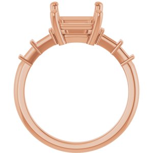 14K Rose Gold 10x8 mm Emerald Ring Mounting – image 4