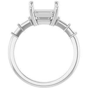 10K White Gold 10x8 mm Emerald Ring Mounting – image 4