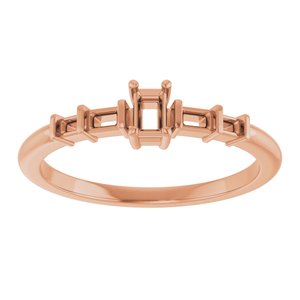10K Rose Gold 3.25x2 mm Straight Baguette Ring Mounting – image 6
