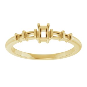 14K Yellow Gold 3.25x2 mm Straight Baguette Ring Mounting – image 6