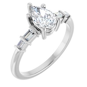 10K White Gold 8x5 mm Pear Ring Mounting