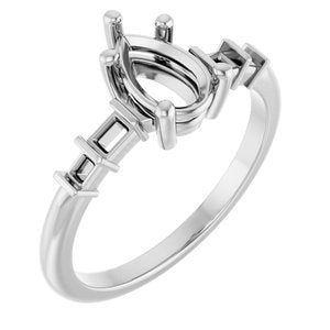 14K White Gold 8x5 mm Pear Ring Mounting – image 2