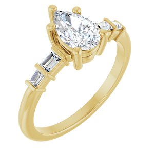 10K Yellow Gold 8x5 mm Pear Ring Mounting