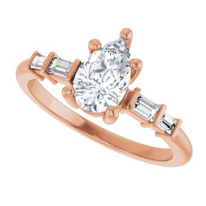 10K Rose Gold 8x5 mm Pear Ring Mounting – image 8