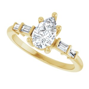 14K Yellow Gold 8x5 mm Pear Ring Mounting – image 8