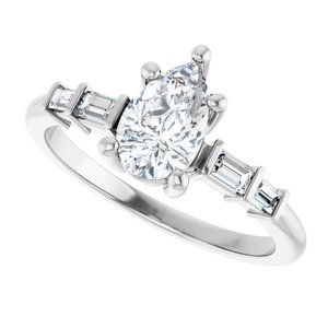 14K White Gold 8x5 mm Pear Ring Mounting – image 8