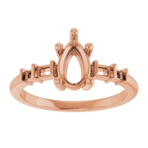 10K Rose Gold 8x5 mm Pear Ring Mounting – image 6