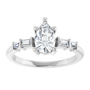 14K X1 White Gold 8x5 mm Pear Ring Mounting – image 5