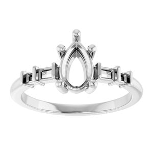 14K White Gold 8x5 mm Pear Ring Mounting – image 6