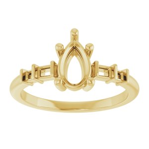 14K Yellow Gold 8x5 mm Pear Ring Mounting – image 6
