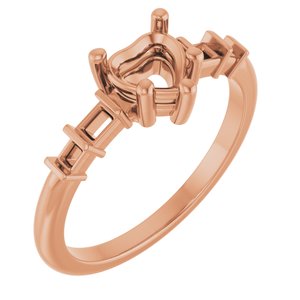 10K Rose Gold 5.5x5.5 mm Heart Ring Mounting – image 2