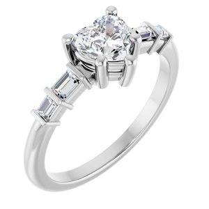 10K White Gold 5.5x5.5 mm Heart Ring Mounting