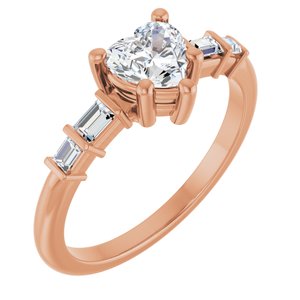 10K Rose Gold 5.5x5.5 mm Heart Ring Mounting