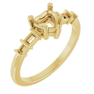 14K Yellow Gold 5.5x5.5 mm Heart Ring Mounting – image 2