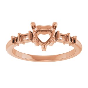 10K Rose Gold 5.5x5.5 mm Heart Ring Mounting – image 6