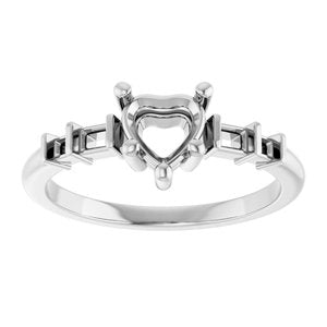 14K White Gold 5.5x5.5 mm Heart Ring Mounting – image 6