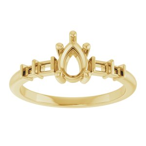 18K Yellow Gold 6.5x4.5 mm Pear Ring Mounting – image 6