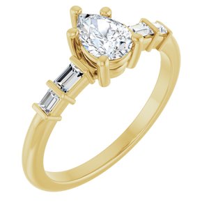 14K Yellow Gold 6.5x4.5 mm Pear Ring Mounting