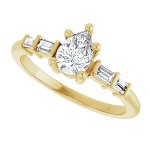 10K Yellow Gold 6.5x4.5 mm Pear Ring Mounting – image 8