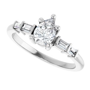 18K White Gold 6.5x4.5 mm Pear Ring Mounting – image 8