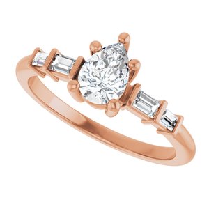 18K Rose Gold 6.5x4.5 mm Pear Ring Mounting – image 8