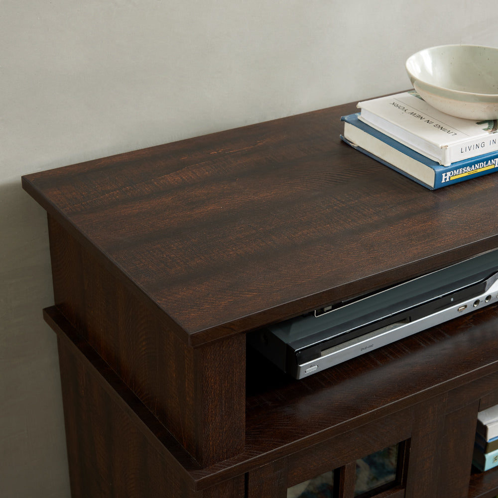 Classic TV Media Stand Modern Entertainment Console for TV Up to 65' with Open and Closed Storage Space, Espresso, 58.25'W*15.75'D*32'H