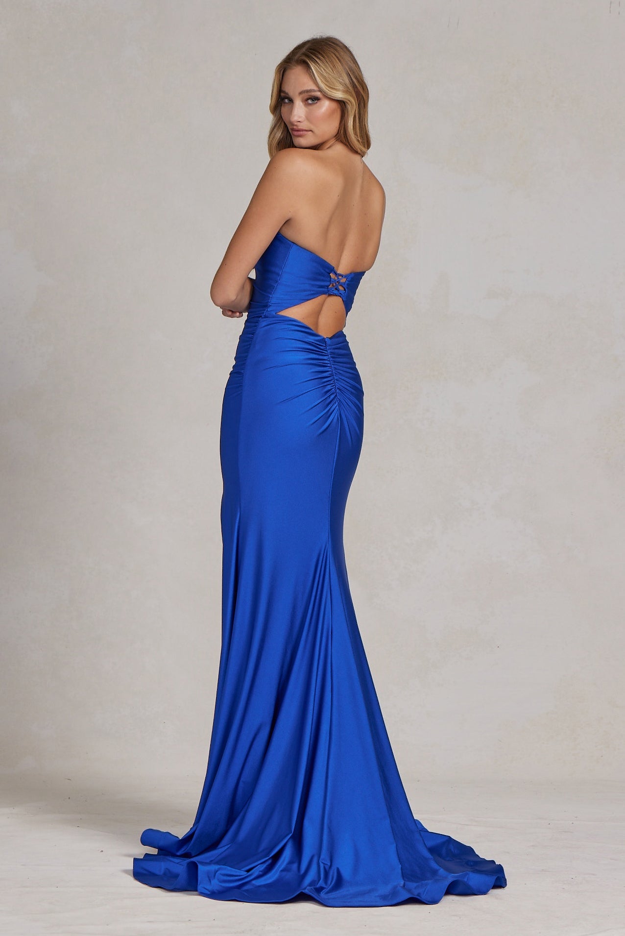Strapless Solid Prom Sheath Dress w/ Sweetheart Neckline & Eye-Catching Leg Slit NXT1139