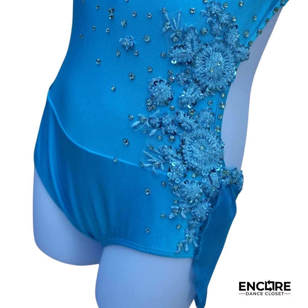 Turquoise Floral Applique Leotard