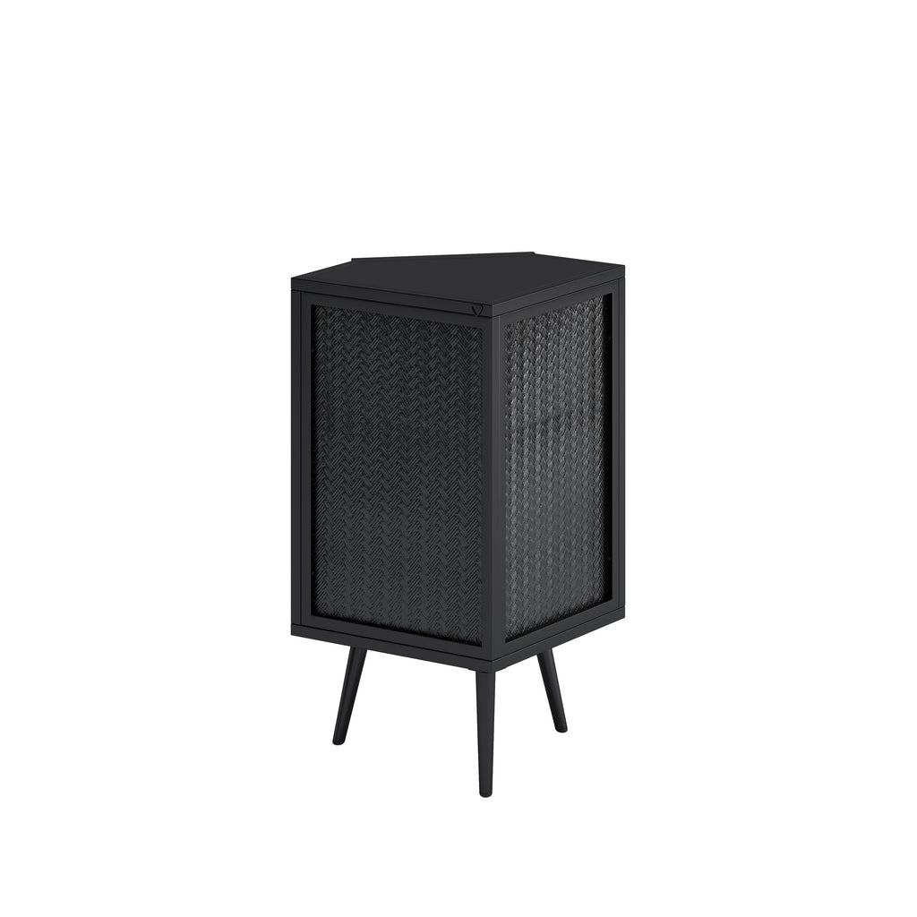 22.25' Floor Coner Cabinet with Tempered Glass Door & Storage Shelves for Bathroom, Living Room, Bedroom (Black)
