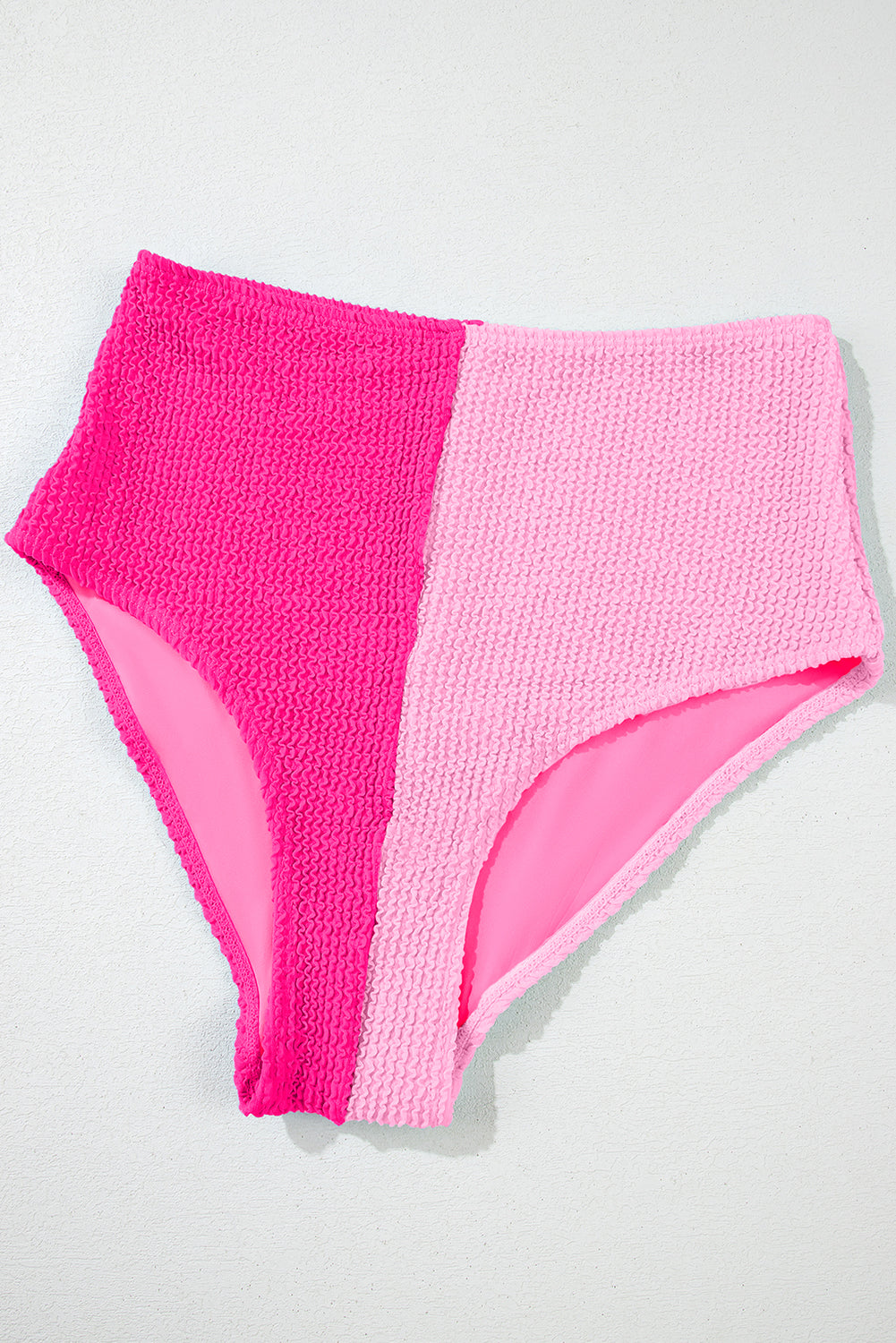 Colorblock Corded Top & High Waist Bikini Set