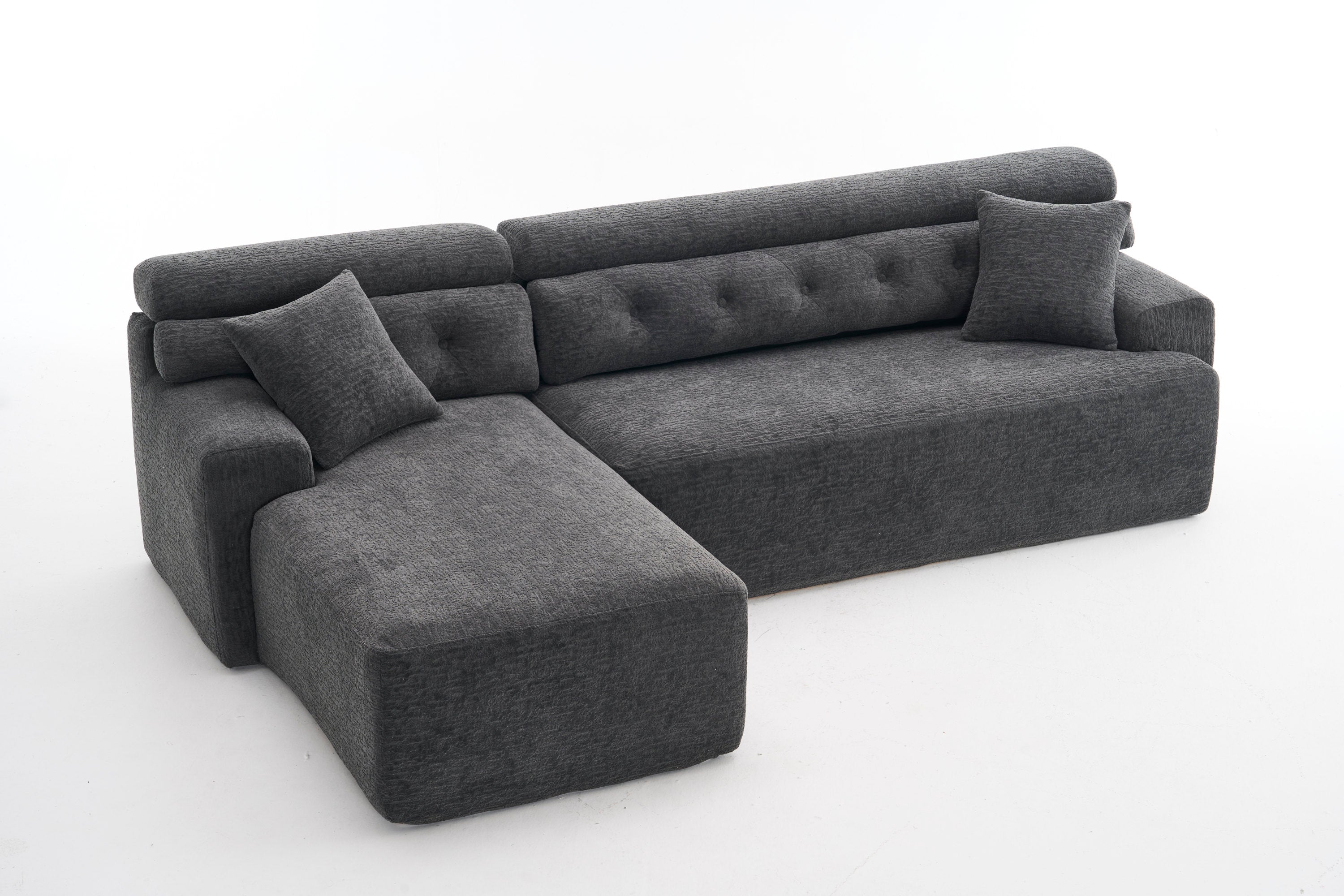 105'' Cloud Sectional Couch with L-Shape Chaise,Modern Modular Sofa with Deep Seat, Boneless Sofa for Living Room Bedroom,No Assembly Required,Grey.