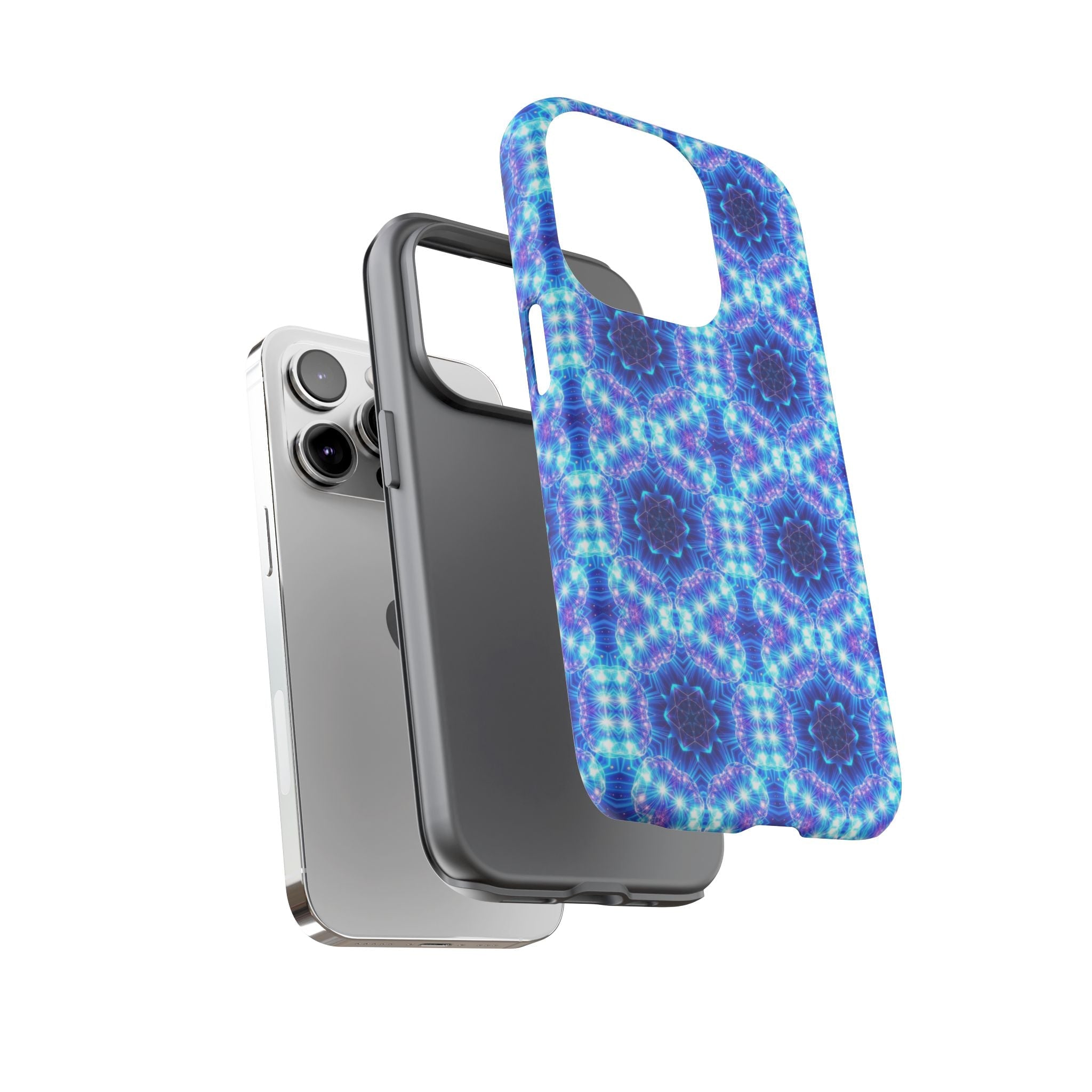 Blue Mandalas with Neon Lights Tough Phone Cases