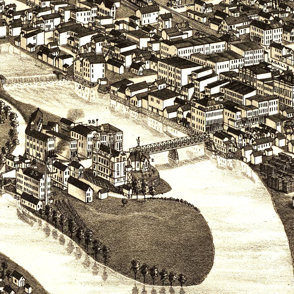 Vintage Map of Aurora, Illinois 1882