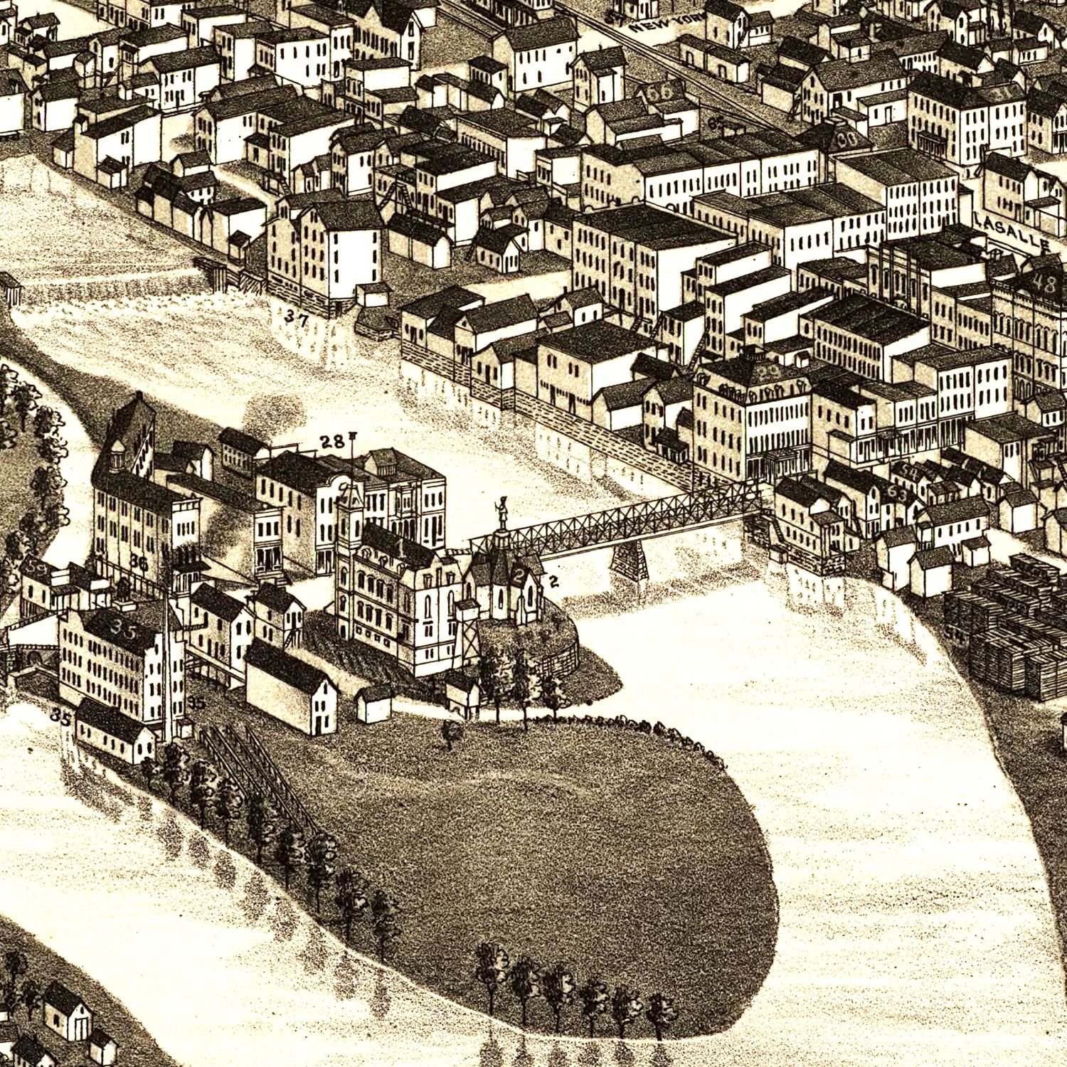 Vintage Map of Aurora, Illinois 1882
