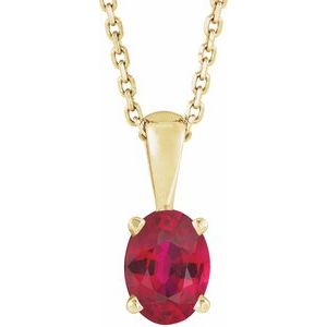 14K Yellow Gold Lab-Grown Ruby 16-18" Necklace