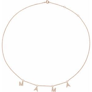 14K Rose Gold 1/3 CTW Lab-Grown Diamond Mama 16-18" Necklace