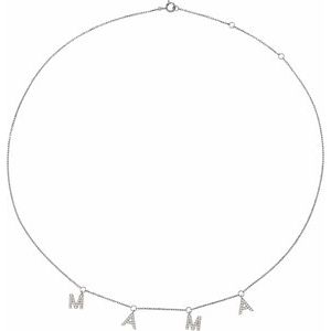 14K White Gold 1/3 CTW Lab-Grown Diamond Mama 16-18" Necklace