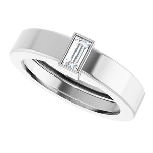 14K White Gold Natural Diamond  Bezel-Set Ring Size 4 – image 5