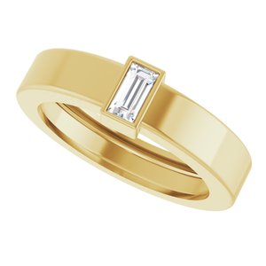14K Yellow Gold Natural Diamond  Bezel-Set Ring Size 4 – image 5