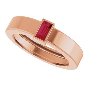 14K Rose Gold Lab-Grown Ruby  Bezel-Set Ring Size 4 – image 5