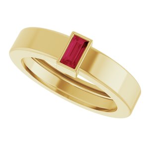 14K Yellow Gold Lab-Grown Ruby  Bezel-Set Ring Size 4 – image 5