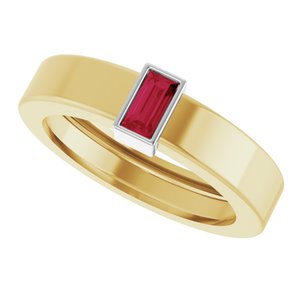 14K Yellow/White Gold Lab-Grown Ruby  Bezel-Set Ring Size 4 – image 5