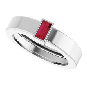 14K White Gold Lab-Grown Ruby  Bezel-Set Ring Size 4 – image 5