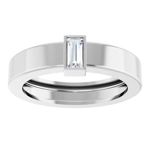14K White Gold Natural Diamond  Bezel-Set Ring Size 4 – image 3