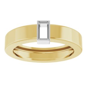 14K Yellow/White Gold 4x2 mm Straight Baguette Bezel-Set Ring Mounting Size 4 – image 6
