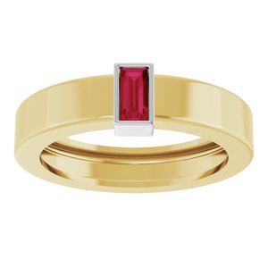 14K Yellow/White Gold Lab-Grown Ruby  Bezel-Set Ring Size 4 – image 3
